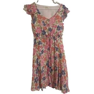 Indigo Rose Women's Floral Print Maxi Dress, Size Medium, V-Neck, High-Low Hem